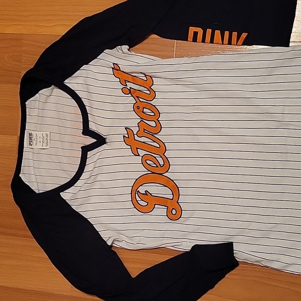 Pink Victoria Secret Detroit Tiger Baseball Tee - Picture 2 of 5